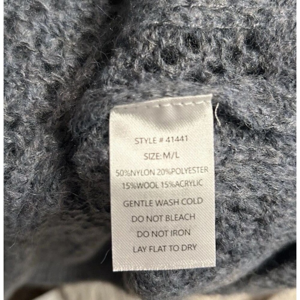Grade  & Gather Loose Knit Denim Blue oversized Long Sleeve Sweater Size M/L NWT - Picture 5 of 5